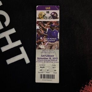 EAST CAROLINA PIRATES vs. UAB BLAZERS 11/16/2013 Ticket Stub RUFFIN McNEILL